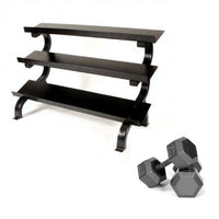 Troy (5-75 lb) Hex Dumbbell Set w/ Rack - Buy & Sell Fitness
