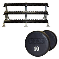 Troy VTX (5-75 lb) Urethane Dumbbell Set w/ Rack - Buy & Sell Fitness
